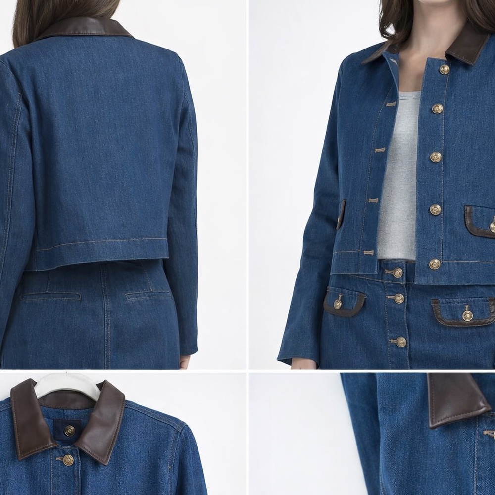 HOUSE OF HARLOW 1960
Collar Denim Jacket Denim Blue Size 6 - Picture 2 of 6